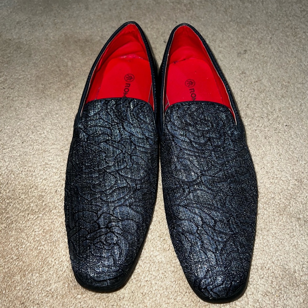 Black Textured Men's Loafers